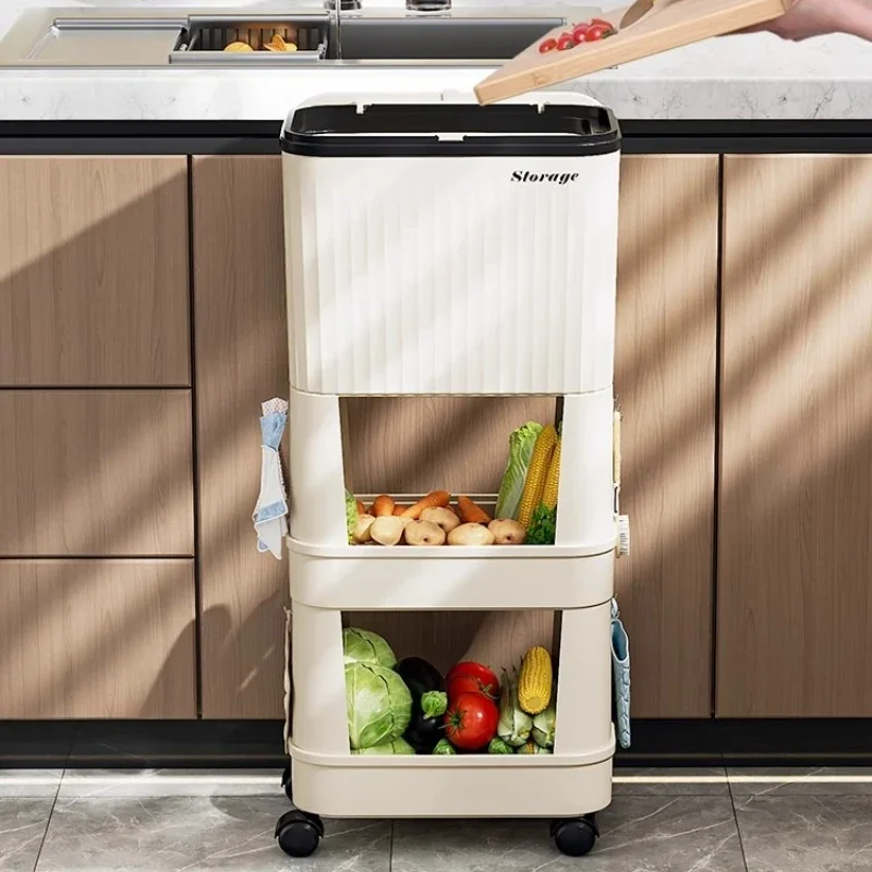 Kitchen Trash Cans Multi Functional Large Capacity Trash Bins Litter Bins Recycling Kitchen Food Waste Disposal with Wheels