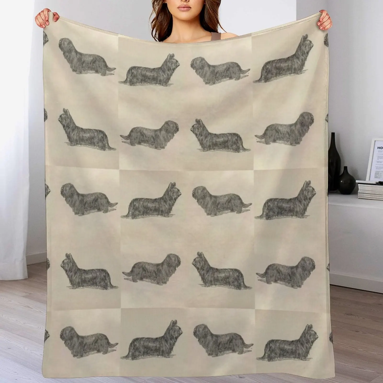 

Vintage Skye Terriers Throw Blanket Soft Plush Plaid Luxury Throw anime Decoratives Blankets