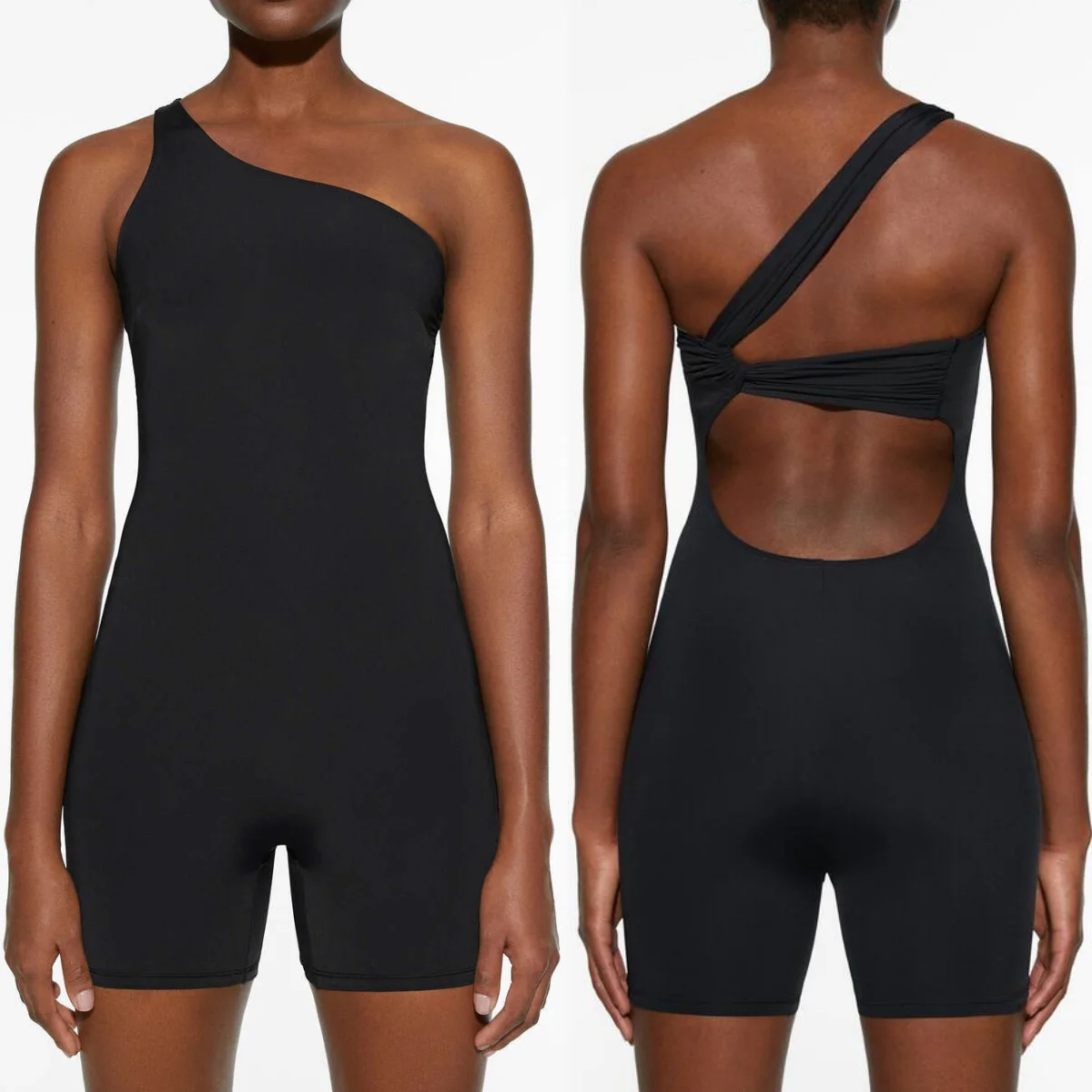 

Women's Yoga Jumpsuit One Piece Sloping Shoulder Rompers Tight Fitness Workout Gym Running Stretchy Jumpsuits Seamless sport set