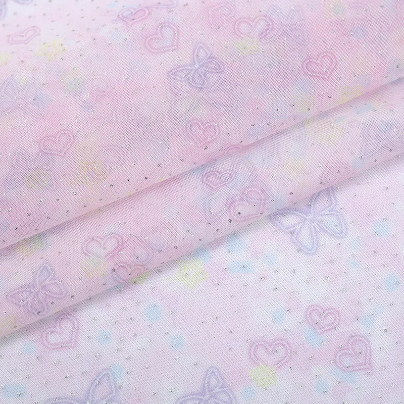 Starry Sky Print Silver Foil Mesh Fabric DIY Handmade Tulle Veil Kids Dress Garment Making Soft Net Cloth for Clothing Sewing