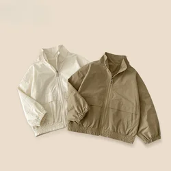 Korean children's clothing children's 2025 spring boys' solid color jacket baby cool and handsome waterproof cardigan