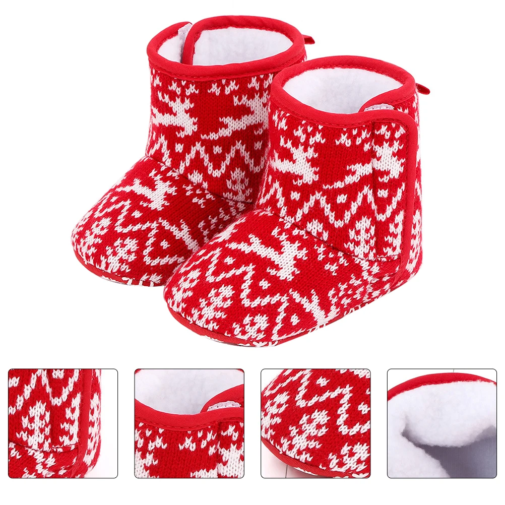 

Christmas Warm Baby Shoes Durable Cotton Infant Newborn Thin Sole Boots No Deformation Matching Clothes Sweet Gift Toddler