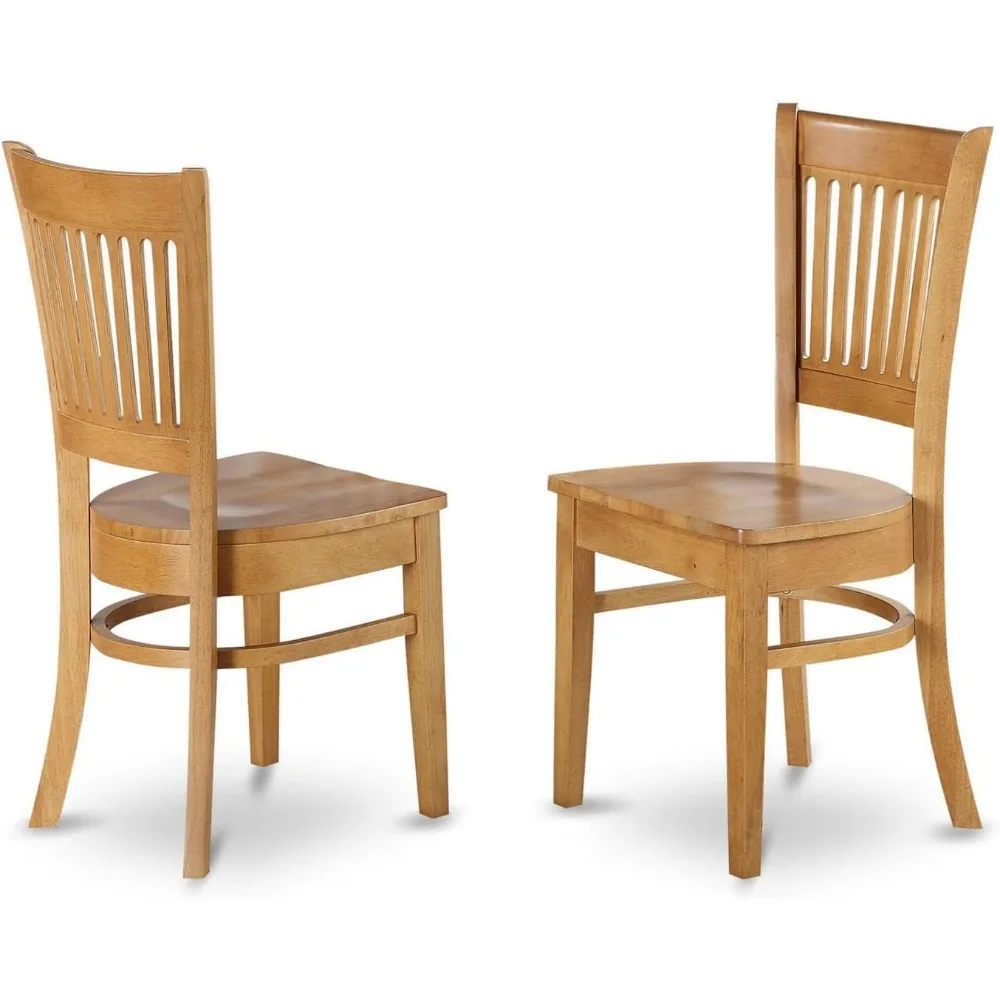 VAC-OAK-W Vancouver Kitchen Dining Chairs - Slat Back Wooden Seat Chairs, Set of 2, Oak