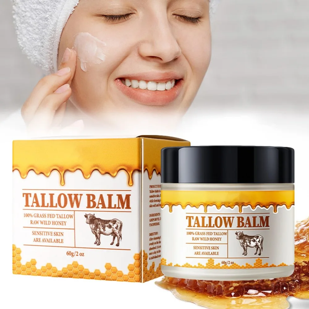 Beef Tallow Balm Raw Wild Honey Face Cream Natural Skin Care Hydrating Avocado Moisturizing Cream Whole Body Care