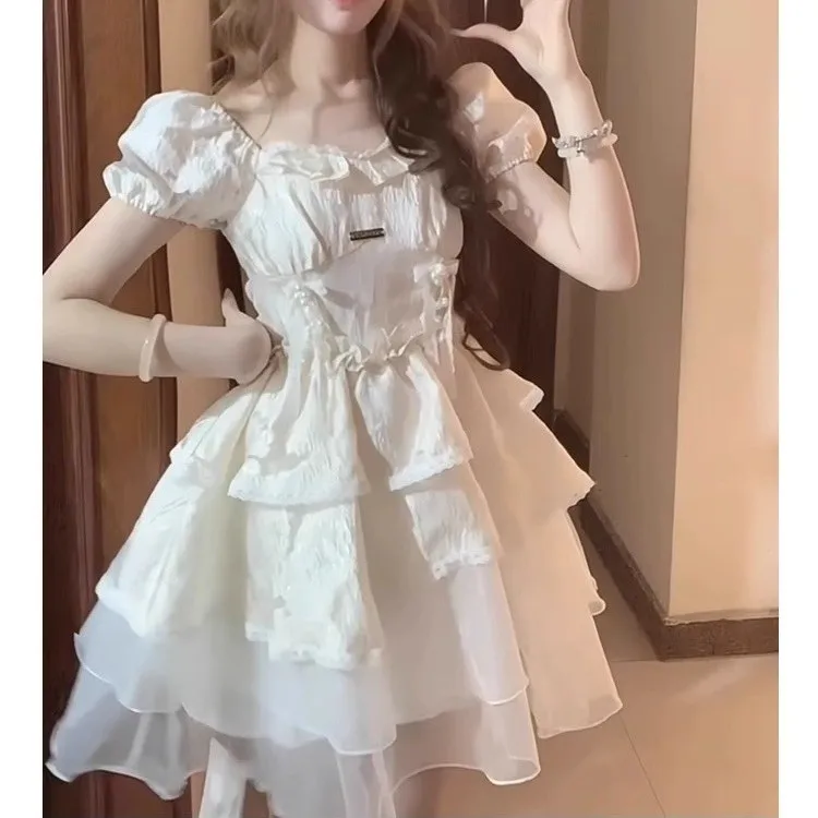 

Женская летняя пышная юбка Sweet And Spicy Princ Dr в стиле First Love Bubble Sve Gentle Princ Design с завышенной талией