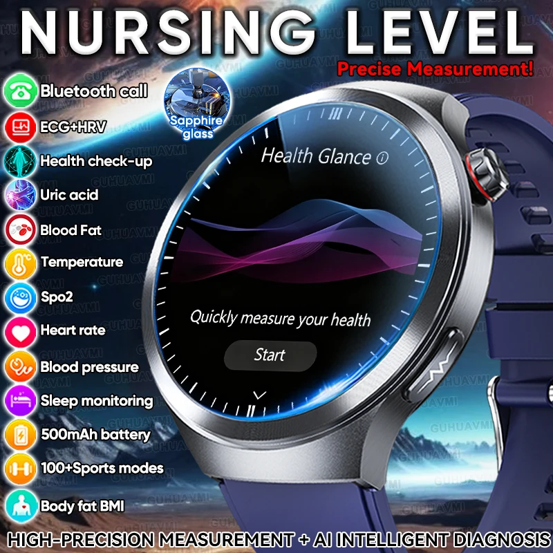 

2025 New Body Health Analysis Uric Acid Blood lipids SmartWatch Sapphire Screen ECG+PPG Blood pressure Bluetooth Call Smartwatch