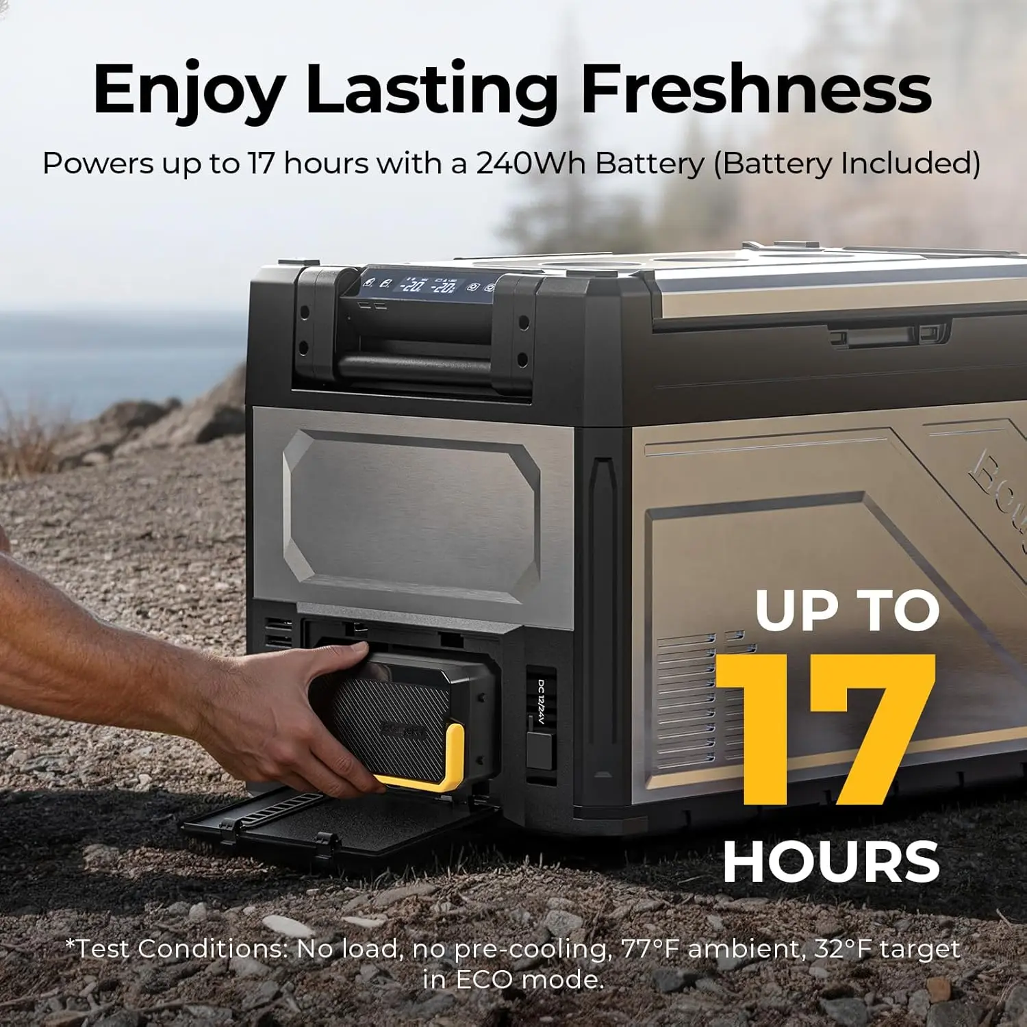 Portable Dual Zone 12V Car Fridge Freezer, 55 Quart Compressor Cooler with 240Wh Battery, APP Control - Ideal for Overlanding, Camping, Travel, RV, Truck (2026 Model) - view 3