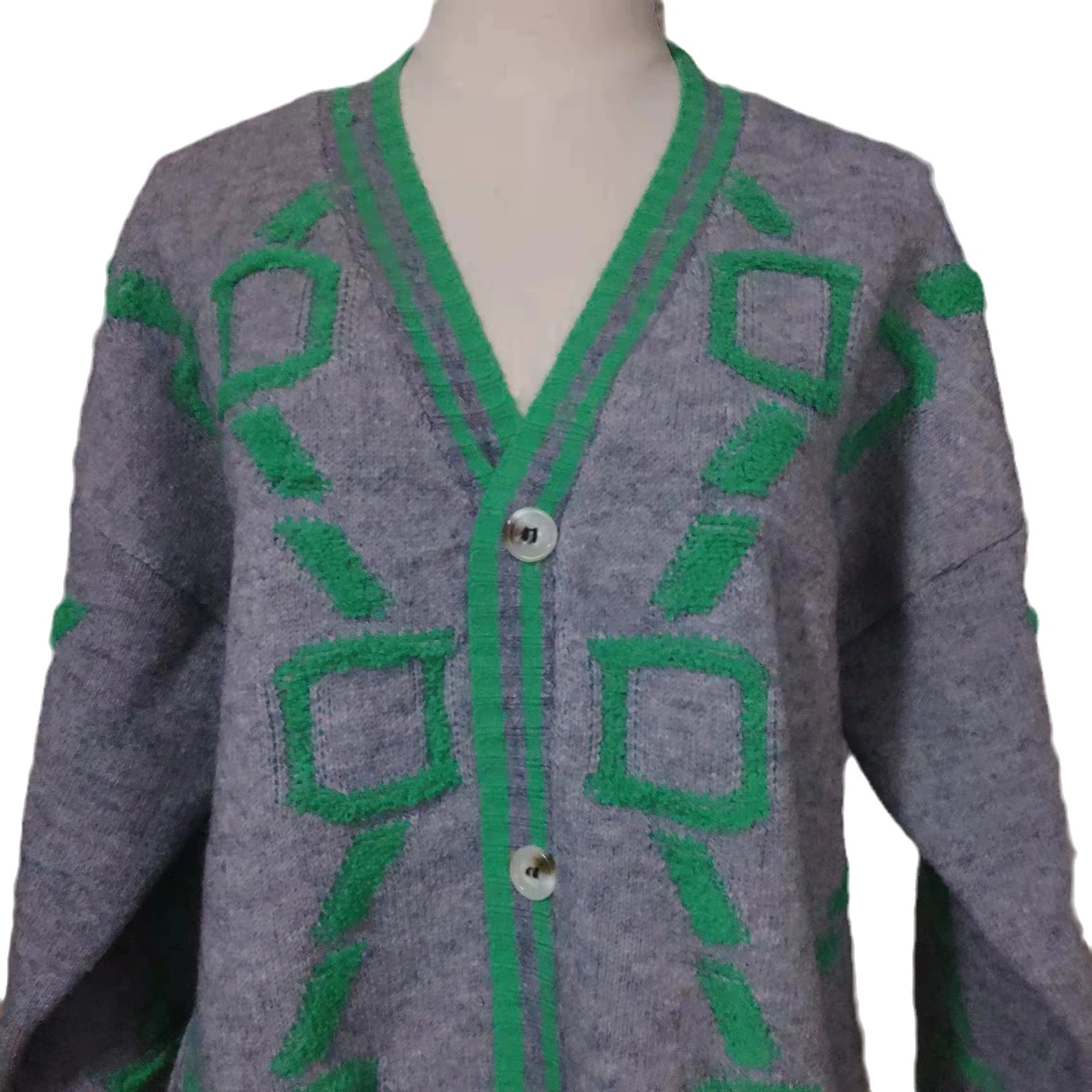 2025 Otoño Invierno nuevo suéter suelto de moda de punto de manga larga para mujer