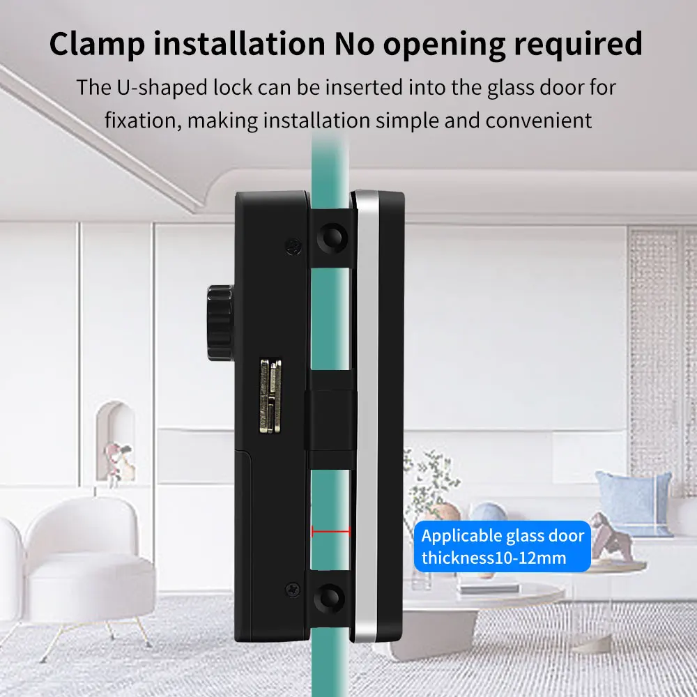 Waterproof IP54 Tuya App Fingerprint Lock Wooden Framed Door Frameless Glass Door Lock 13.56Mhz RFID  Bluetooth Remote Unlock