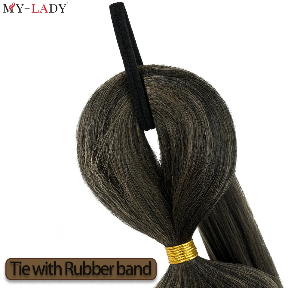 My-Lady 34\'\' Synthetic Ponytail Extensions Bubbles Hair 120g Long Straight Hair Tail Hair Extensions Wrap Rubber Band Fake Hair