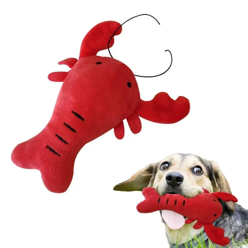 Jouet en peluche rouge durable pour chien, fournitures pour animaux de compagnie, entraînement molaire, degré de morsure, nouveau style, couinement, drôle, écrevisse, 16cm de long