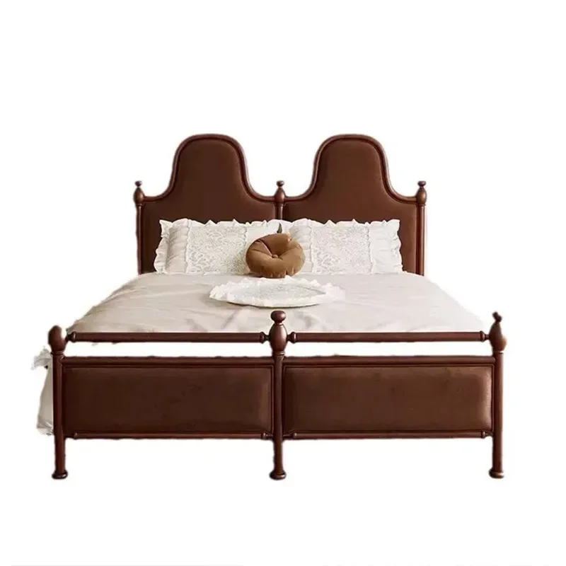 French retro solid wood double bed