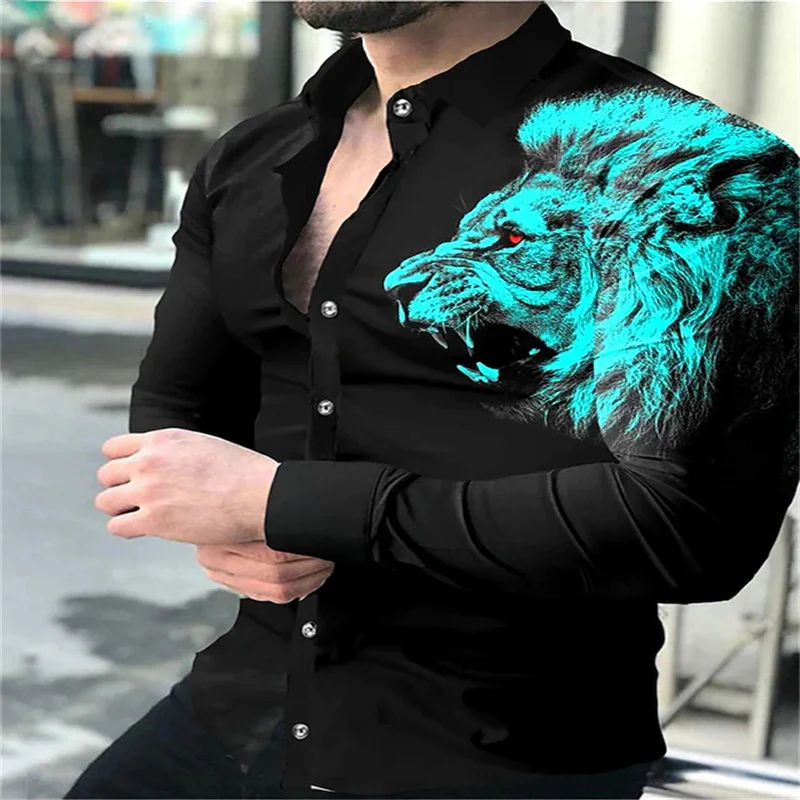 Fashion New 3D Digital Printed Shirt S-6XL2023 Casual Long Sleeve Lapel Cardigan Club Street Cool Men\'s Top Summer Shirt