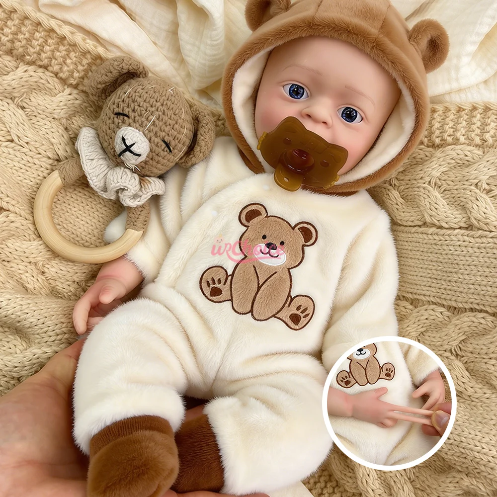 

Collectible 18" Silicone Reborn Baby Doll Hand Painted Open Mouth Reborn Baby Boy Realistic Lifelike Art Doll For Collectors