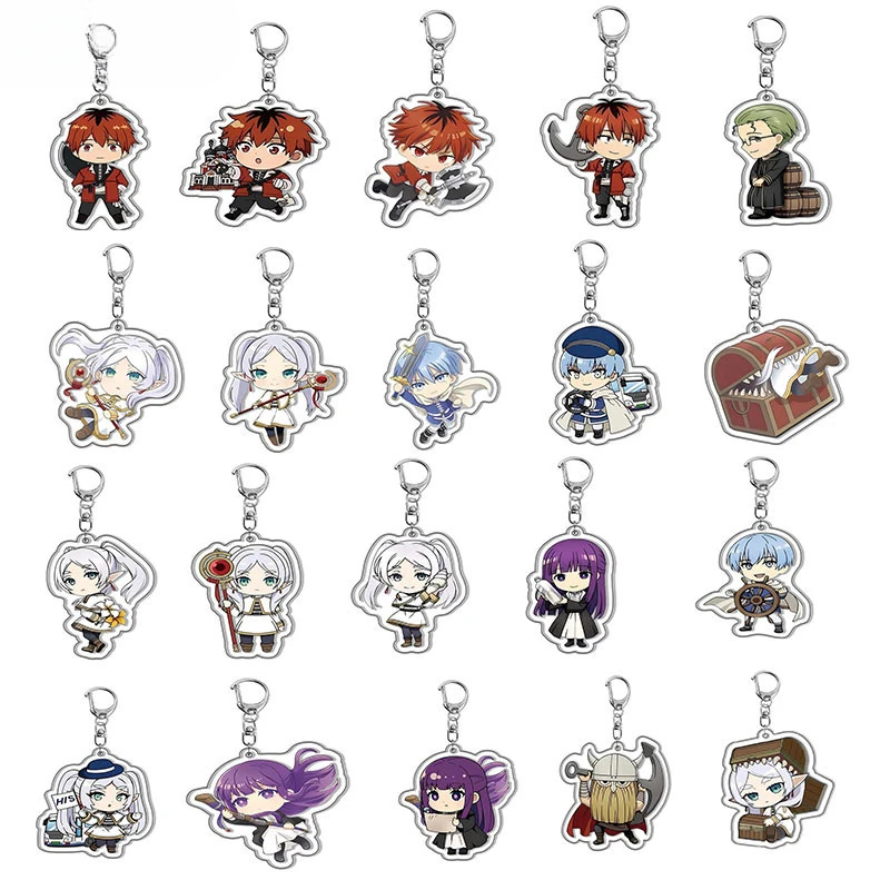 20pcs/lot Frieren: Beyond Journey's End Keychain Frieren at the Funeral Figure Bag Key Chain Acrylic Jewelry For Student Gifts