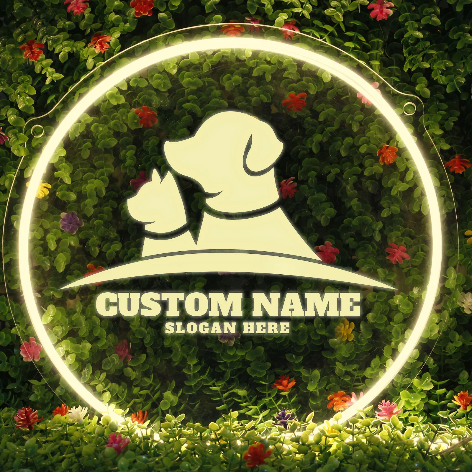 1PC Round Shape Warm White Cute Pet Customized Text Neon Night Light Acrylic Lamp Creative For Home Decoration