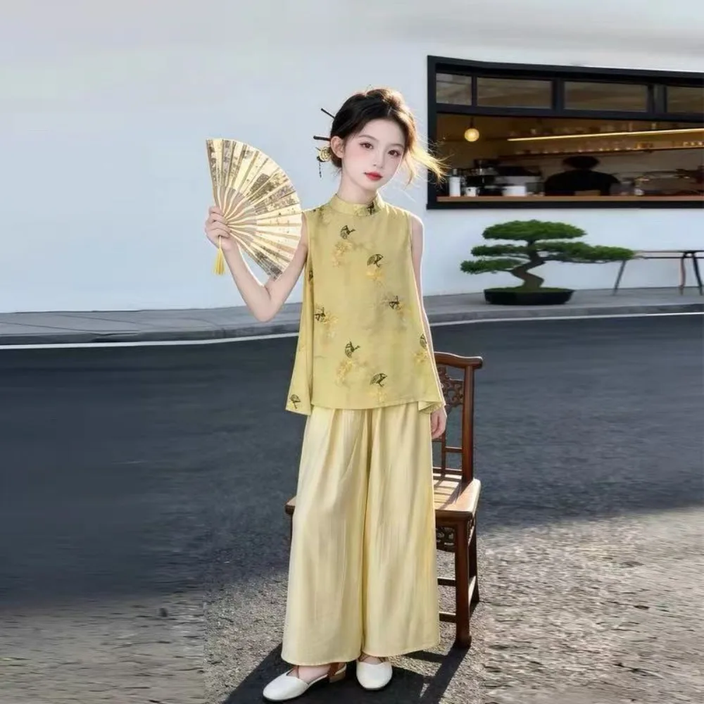 Chinese Hanfu Set Ethnic Style Girls Suit Kids Clothes Vintage Children's Clothing Cosplay Performance Costume Streetwear Casual