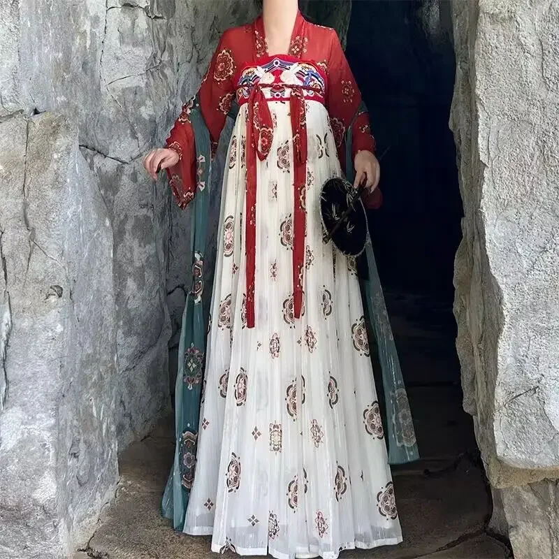 

Hanfu Dress Women Chinese Traditional Fairy Cosplay Costume Green Red Yellow Ancient Hanfu Dance Dress Plus Size XL