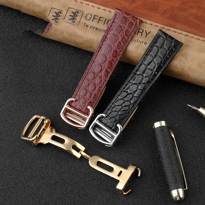 Crocodile Watchband 16 18 20 22 23 24mm Bracelet  For Cartier Tank London Solo Genuine Leather Watch Strap Men Women Accessories view 4