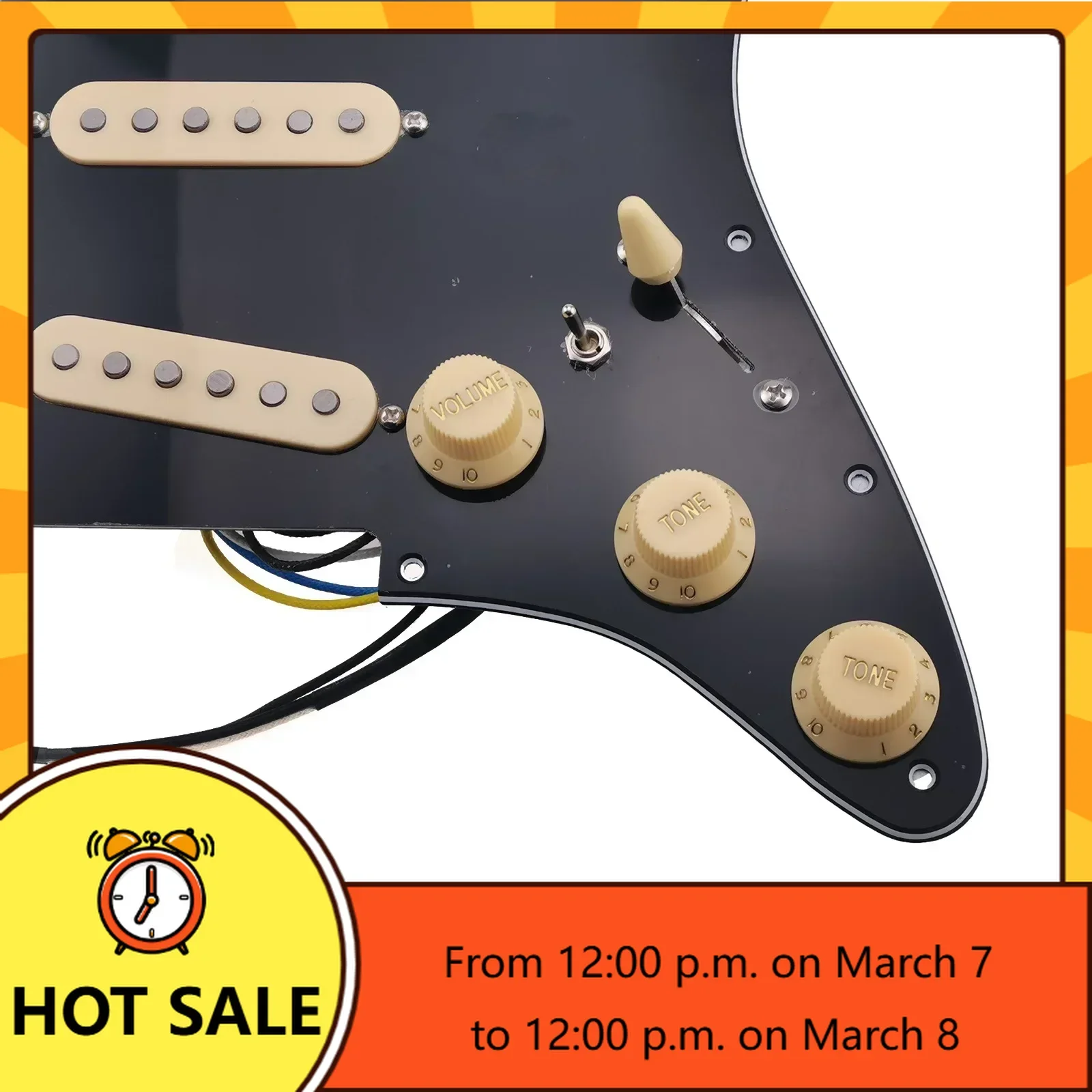 

Q-X Music Store-Pickups Guitar SSS Single Coils Alnico 5 Pickups Loaded Pickguard /Yellow Pickup Covers Set