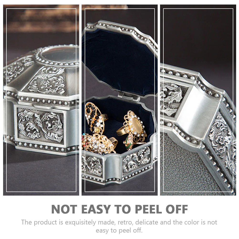 Retro Zinc Alloy Jewelry Storage Box Exquisite Compact Design for Rings Necklaces Ear Studs Desktop Trinket Storage Case