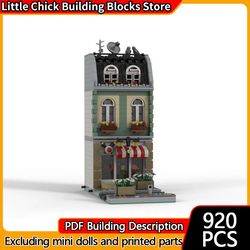 

Модель City Street View MOC, строительные кирпичи, песочно-зеленый, квартира, модульная технология, детские праздничные подарки, сборные игрушки, костюм