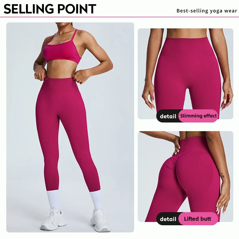 Seamless High-Waist Sheer Yoga Pants for Women, Peach Butt Lifting Tight Fitness Pants, Quick-Dry Women Yoga Clothing