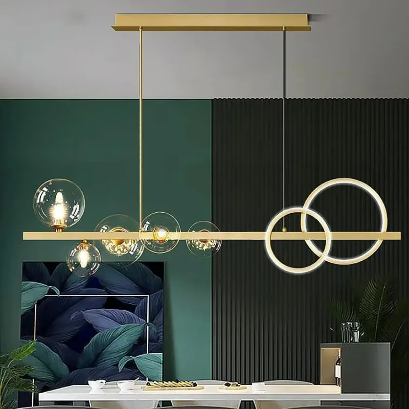 SANDYHA Magic Bean Glass LED Chandelier Nordic Modern Ceiling Light for Dining Room Kitchen Living Room Home Decor Hanging Light