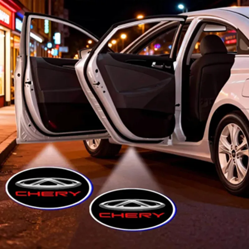 2PCS For Chery Logo Tiggo 3 5 7 8 Pro Plus Jetour X70 Arrizo Amulet Arrizo LED Car Door logo Projector Lamps Welcome Lights