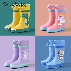 New Unicorn Mermaid Boys Girls Rain Boots Cartoon Dinosaur Astronaut Rubber Children Water Shoes Waterproof Kids Rain Shoes