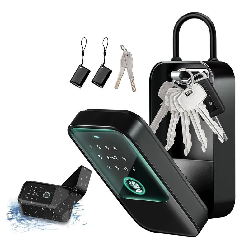

AB15-Smartlock Box For House Key With 5 Unlocking Methods Fingerprint,App Control, Access Card, Password,Suitable For Office