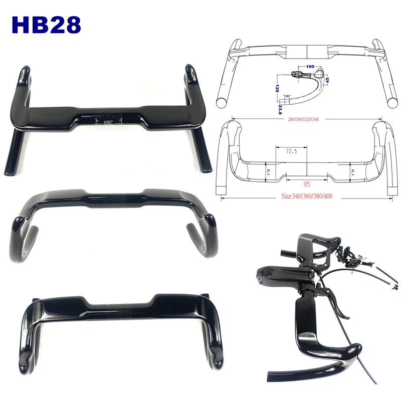 BIKEDOC HB28 Aero Bunchba Sprint Track Handlebar 360MM Carbon Bunch Bar Glossy Matte Drop Bar Front Brake Handle