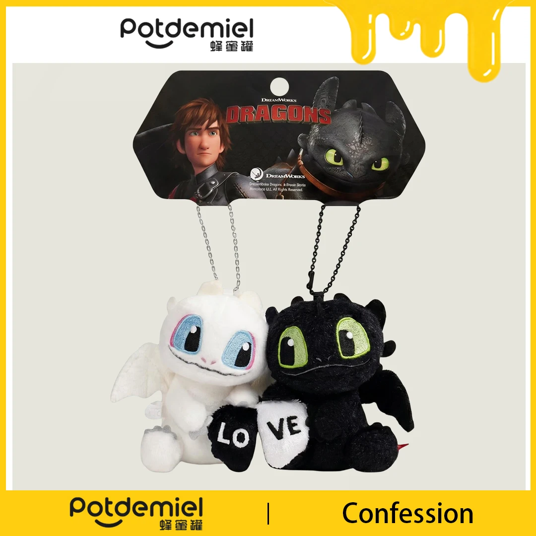 Porte-clés en peluche Potdemiel et Light Fury (Sans-Dents) de la série Comment dresser votre dragon, breloque de sac douce, ornement mignon, cadeau pour adolescents et amoureux