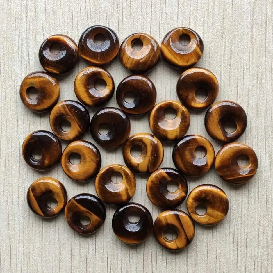 Gogo Donut charms natural  stone mix  pendants beads 18mm for earrings necklaces jewelry making Wholesale 12pcs fast shipping