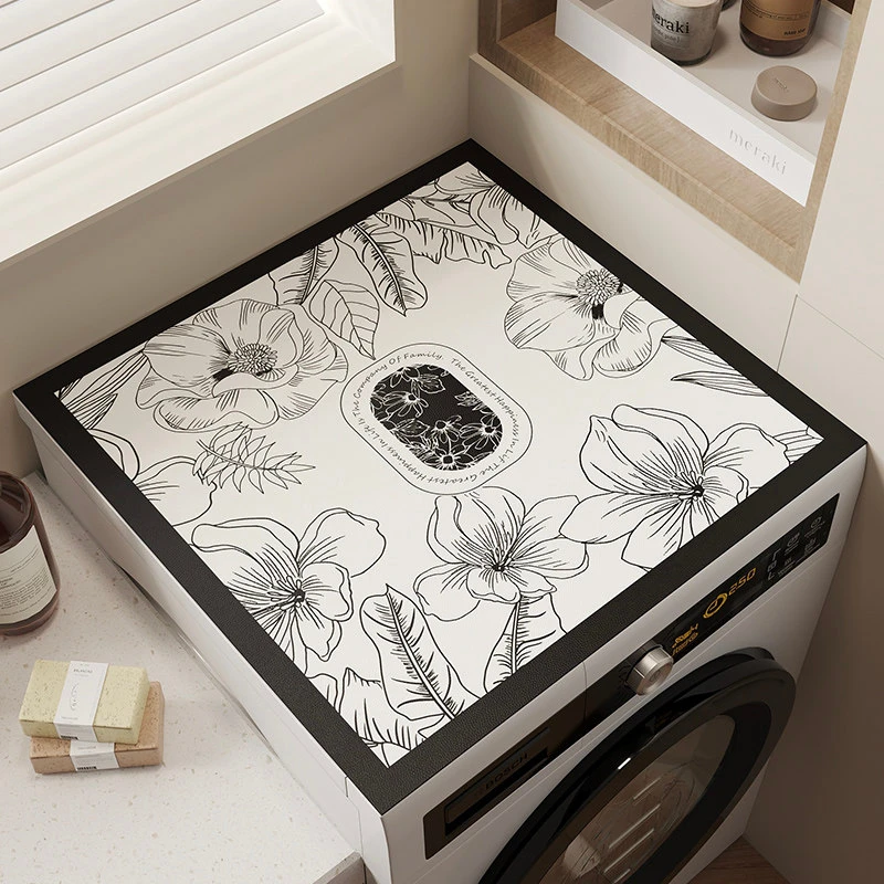 VIKAMA Koi Fish & Lotus Pond Laundry Room Mat, Non-Slip Washable Absorbent, Decor for Laundry Room Bathroom Living Room
