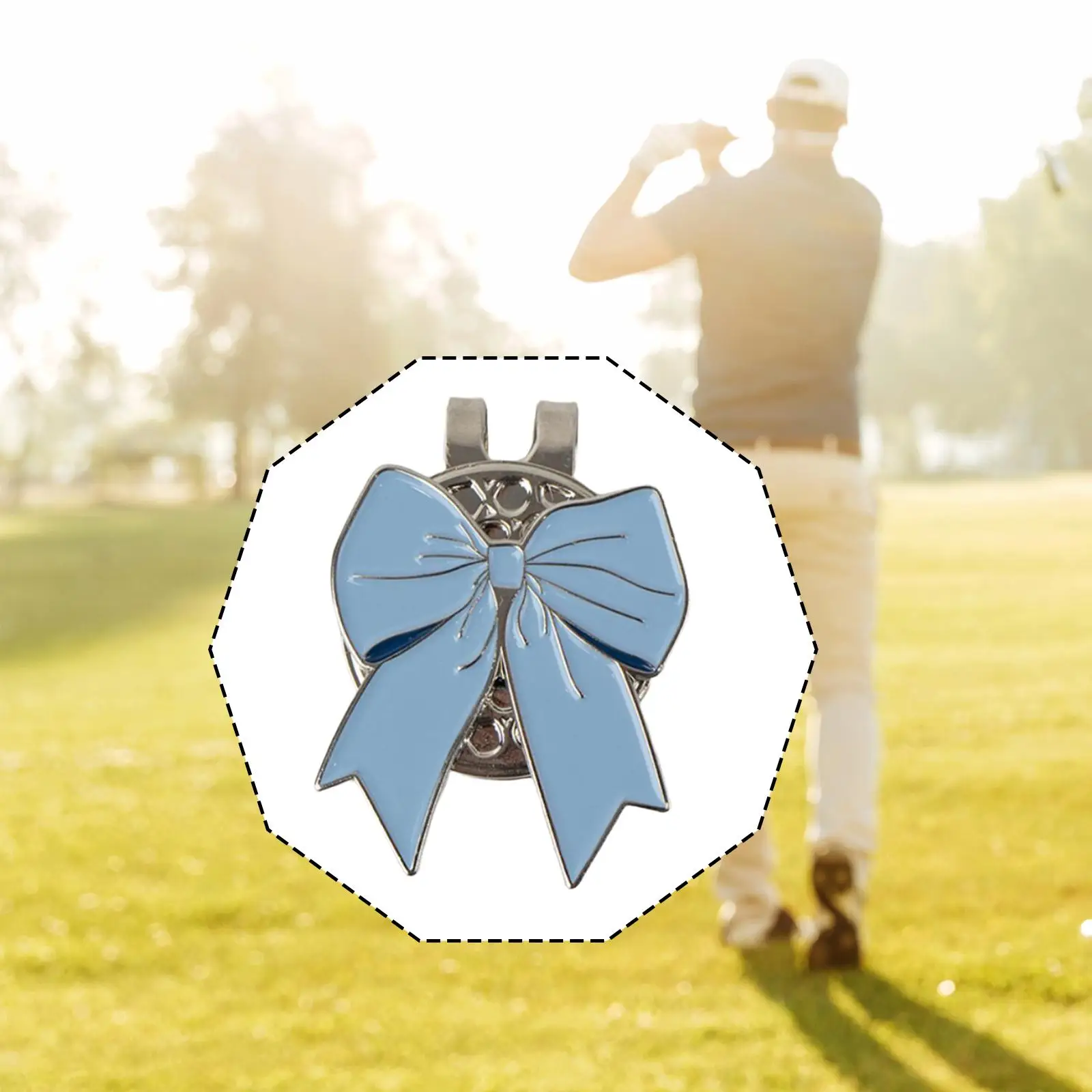 مشبك قبعة جولف مغناطيسي على شكل فيونكة زرقاء أنيقة محمولة وسهلة المشبك ملحقات قبعة معدنية احترافية حامل علامة كرة الجولف