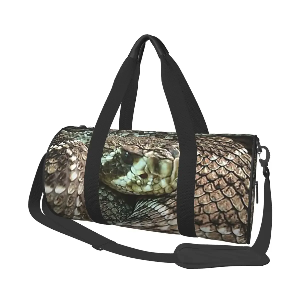

Snake Coiled Diamondback Rattlesnake Large Duffle Gym Bag Waterproof Duffle Travel Bags Handbags Fitness bag