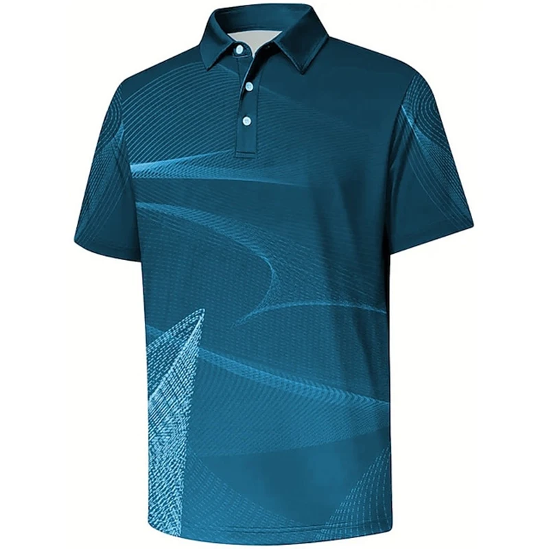 Men's Polo Shirt Lapel Polo Button Up Polos Golf Shirt Gradient Graphic Prints Geometry Turndown Black Wine Blue Green Outdoor