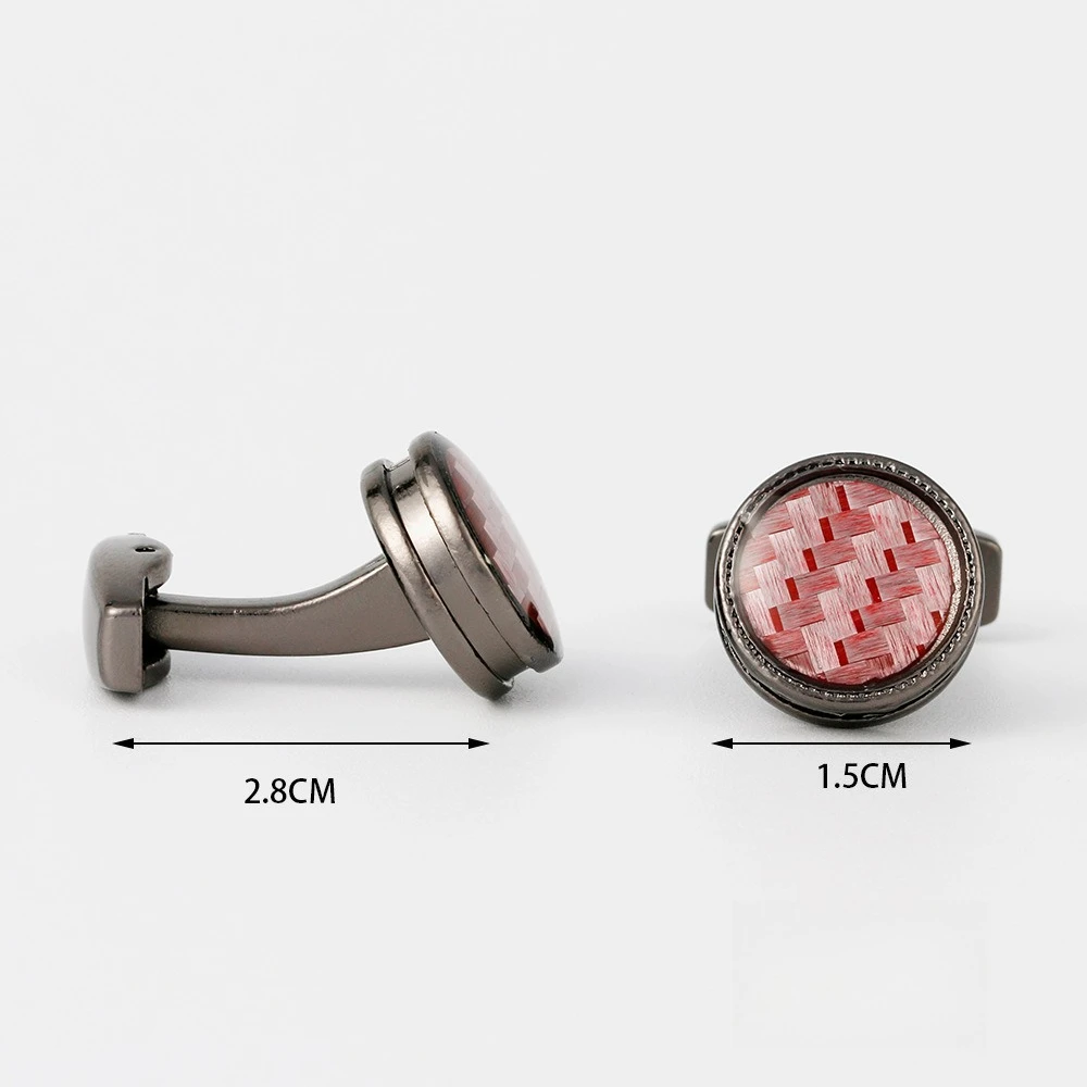 Vintage Silver Edged Pink Woven Round Cufflinks Grey Round Men's Shirt Cufflink Business Formal Suit Cuff Buckle