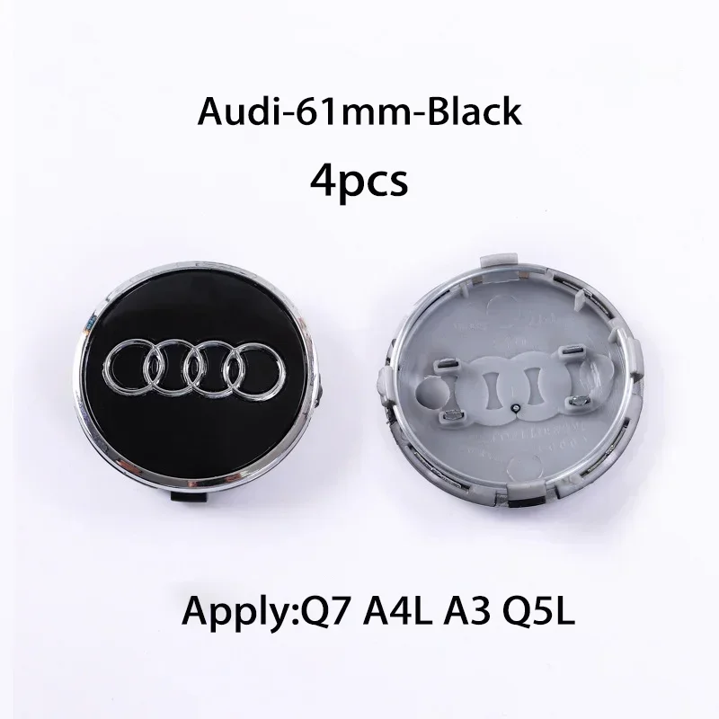 4pcs 60mm 61mm 68mm 69mm Audi Hub Caps Car Wheel Center Caps For Audi A1 A2 A3 A4 A5 A6 A7 A8 S3 S6 Q3 Q5 Q7 Accessories