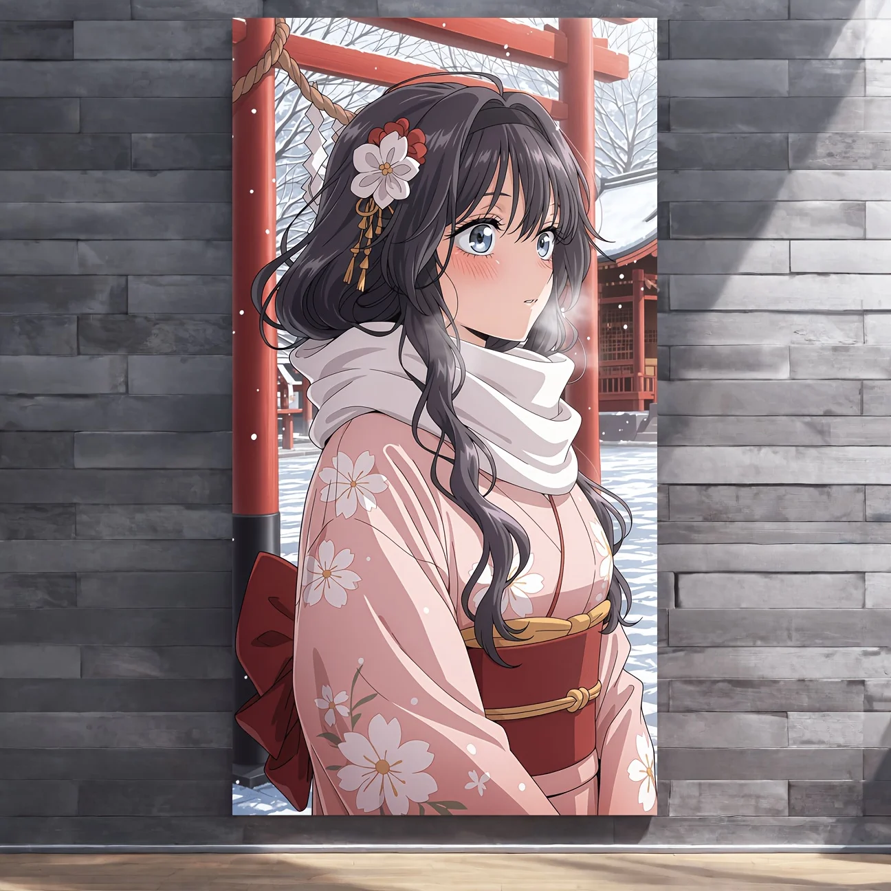 2D Flat Frameless Japanese Kimono Beauty Anime Canvas Poster Modern Wall Art Decor For Bedroom Living Room Kitchen Anime Fans Co