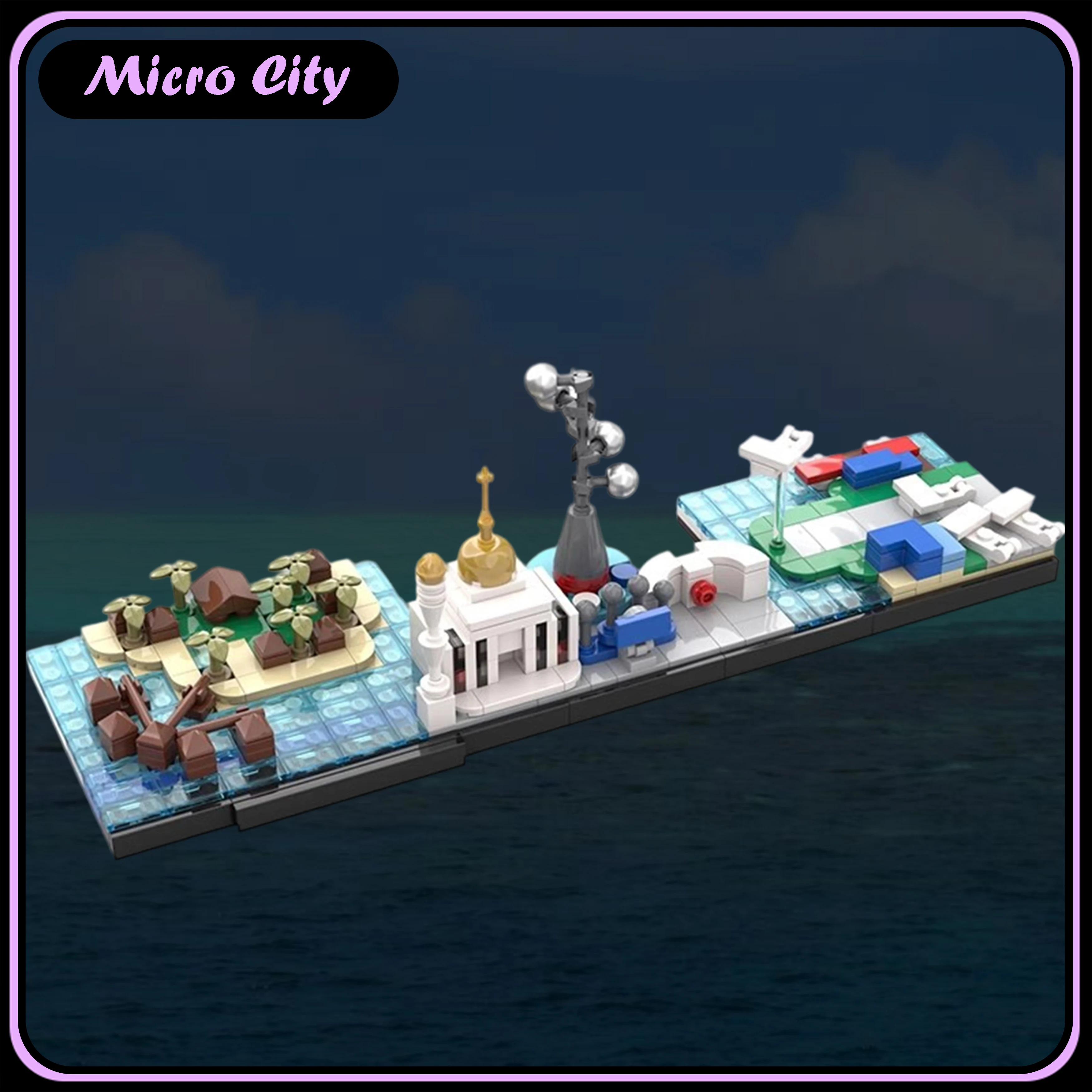MOC Micro City Skyline Malediven, DIY Miniatuur Architectuur Bouwstenen Model, Creatieve Assemblage Display Set modellen geschenken