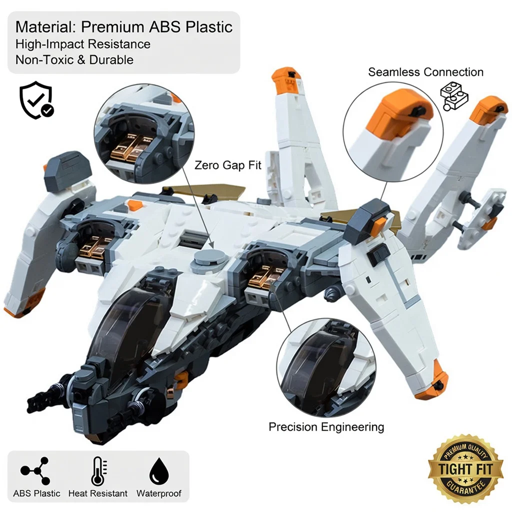 MOC Sci-fi Game Titan Fall Mirage Fighter Building Blocks Spacecraft Dropship Model Bricks DIY Assembly Toy for Adult Fans Gift