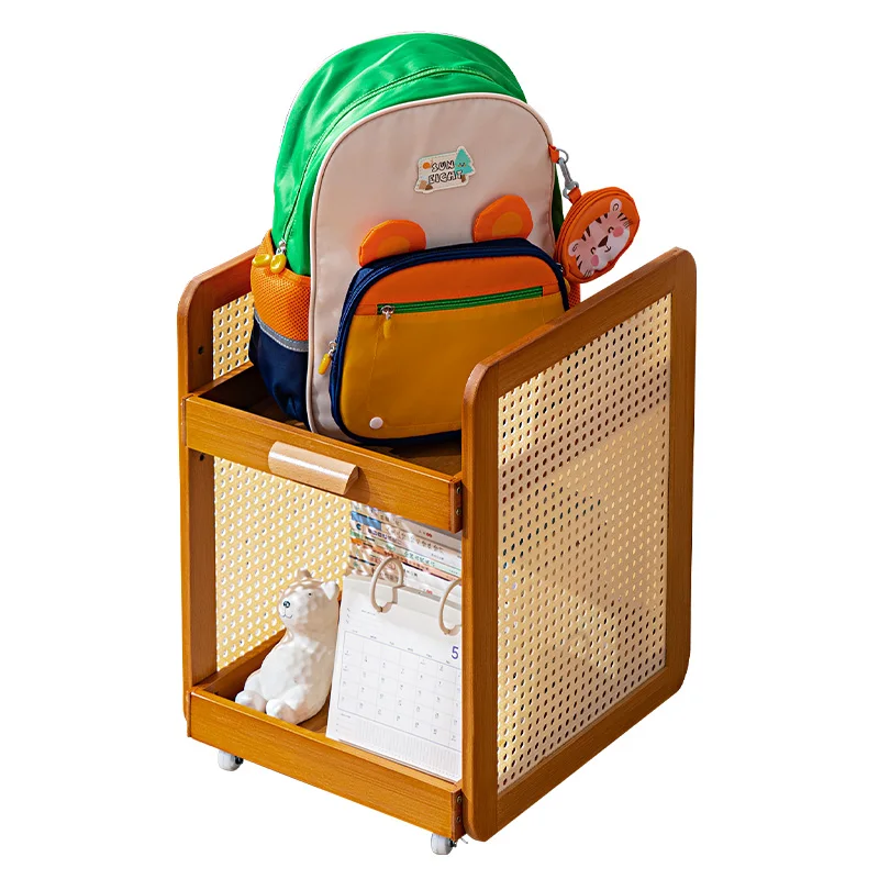 schoolbag rack, movable trolley, book storage rack, multi-layer artifact, pulley cabinet under schoolbag table, household