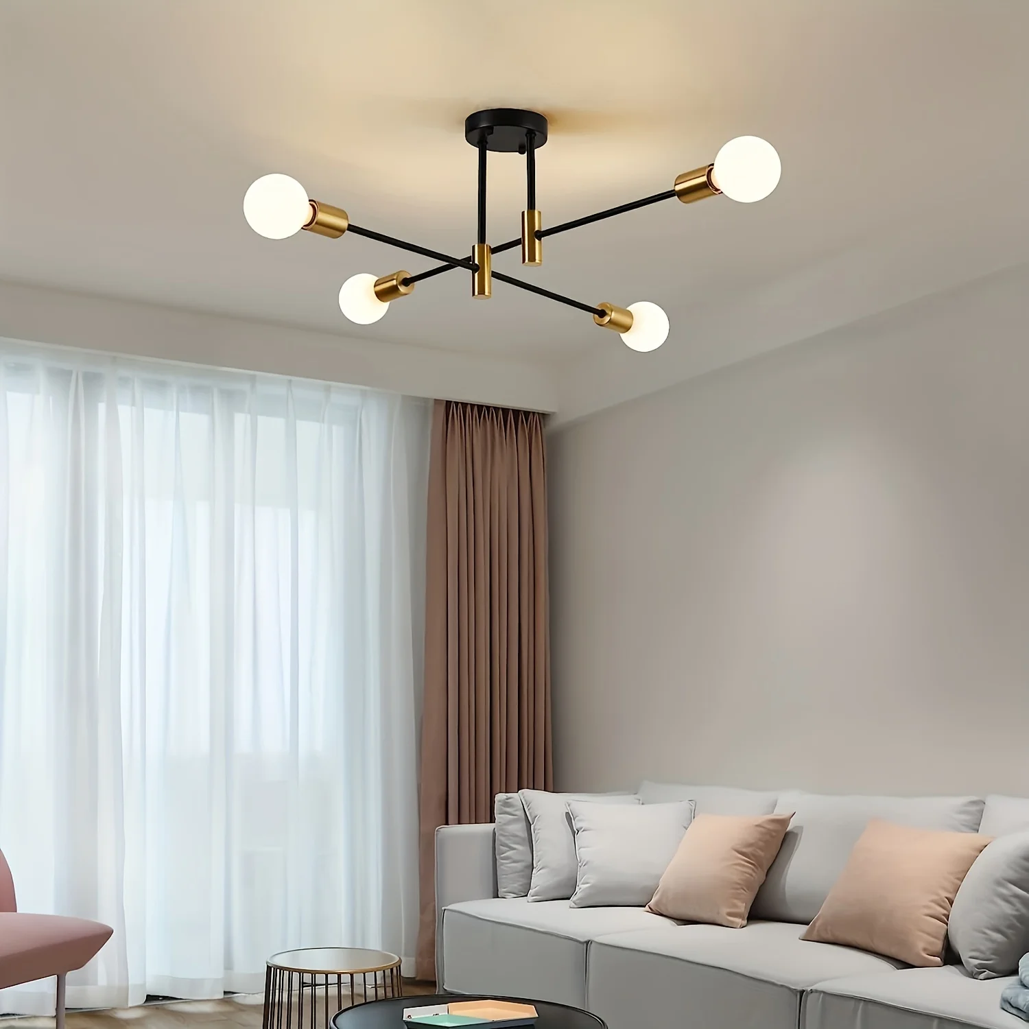 Ceiling Light,Without Bulb, Modern Industrial Pendant Light,for Living Room, Dining Room, Bedroom, Kitchen, Cafe, Black