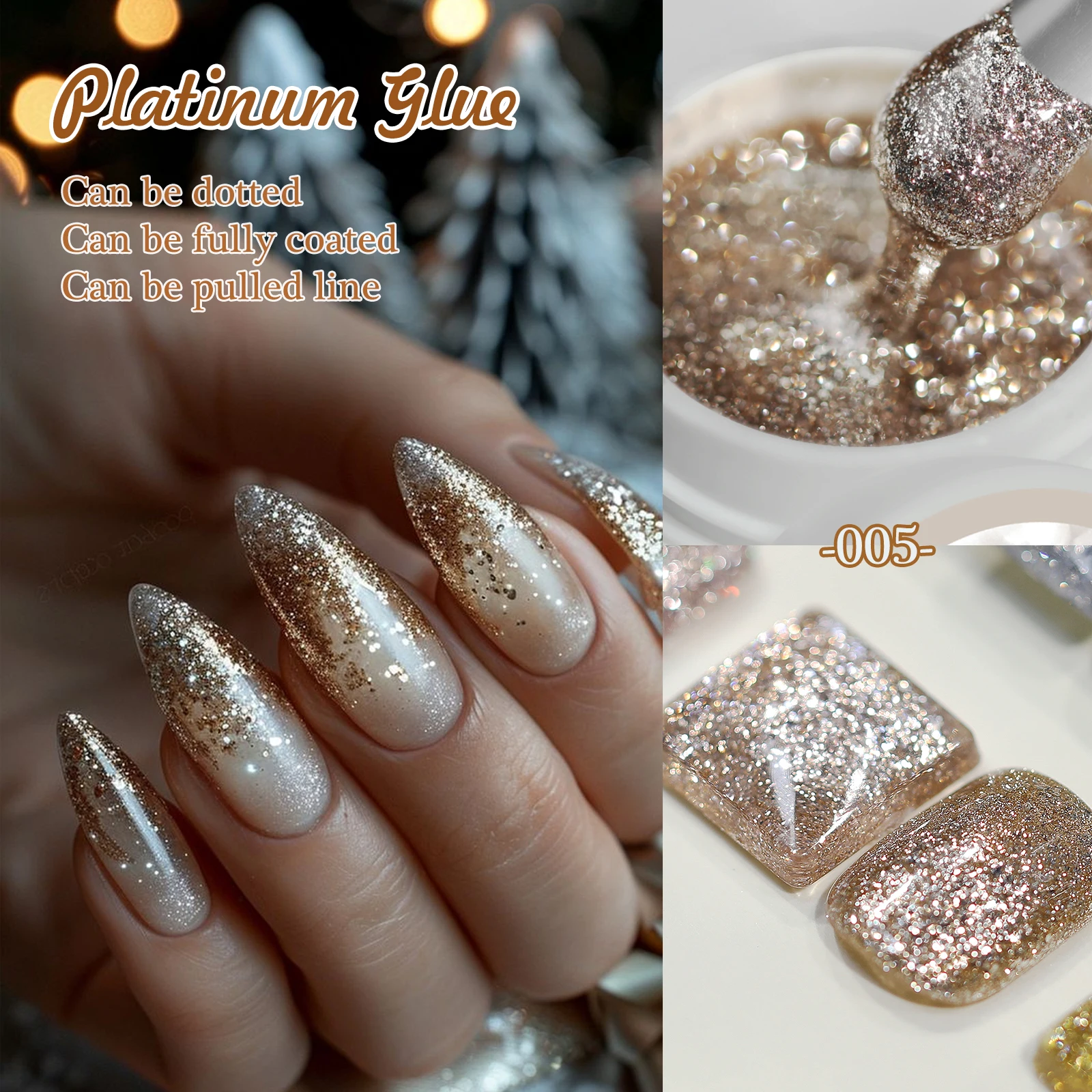 Born Beauty 新 5 グラムネイルアート超微細スパークリングプラチナジェルネイルポリッシュシルバーゴールドローズグリッター多機能ネイル UV ジェル ﻿