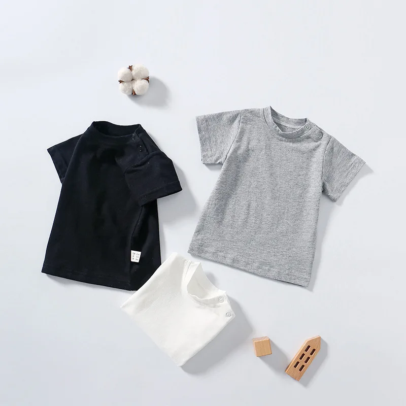 Baby T-Shirt Girls/Boys Tops Soft Cotton Clothes Plain Color Short Sleeve Round Neck Tees Summer Infant Casual Costume 0-12Monts