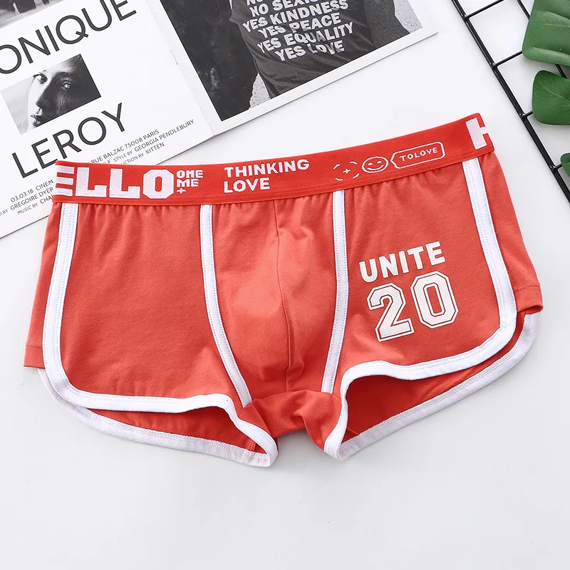 Men Boxers Letter Printed Cotton Underwear Sports Breathable U Convex Pouch Arrow Panties 3d Crotch Boxer Slip Homme