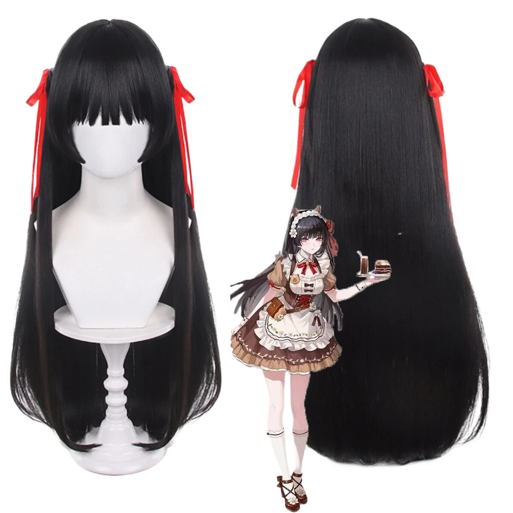 

Длинный черный парик Чиса 31,5 дюйма с красной повязкой на голову, парик для косплея Чиса в стиле аниме, термостойкий синтетический парик для костюма на Хэллоуин