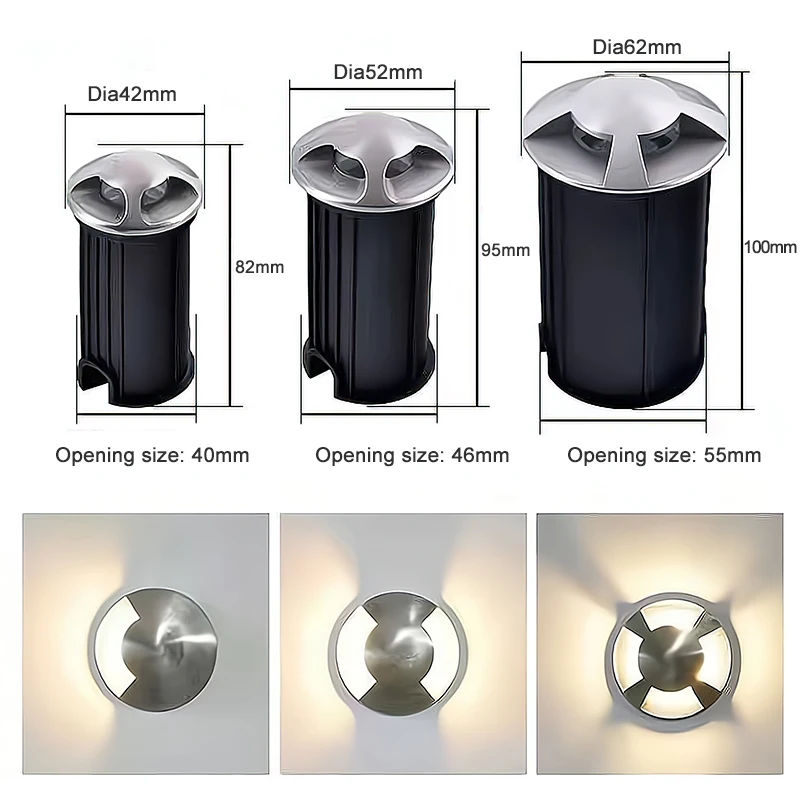 Custom LED Buried Lamps 1W 2W for Outdoor Garden Recessed Step Lighting under Ground Light Transmitted Lamp